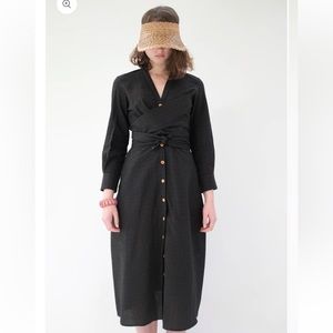 Heinui Leonard dress black seersucker size large gently used